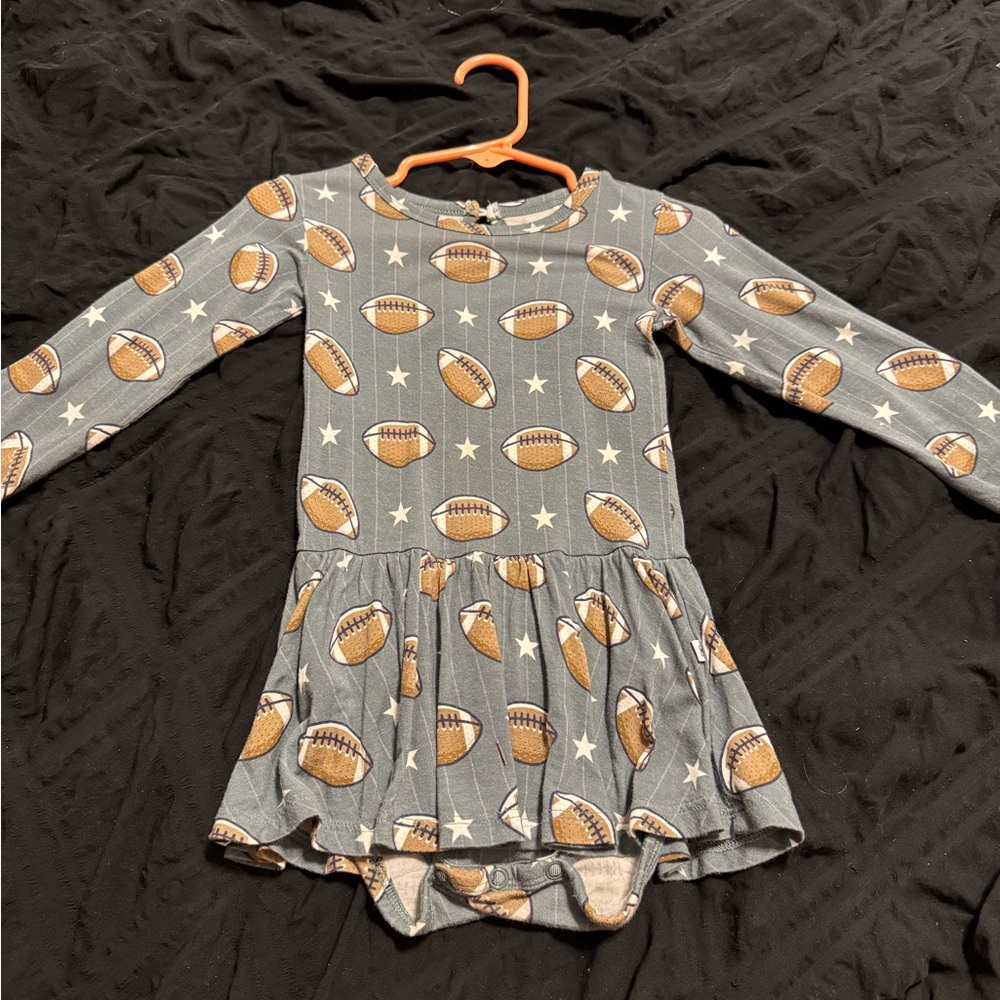 Gray Football Print Kids Casual Dress